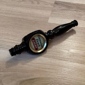 Genuine Draft‎ Light Beer Tap Handle Black Chrome Vintage Bar Decor Collectible